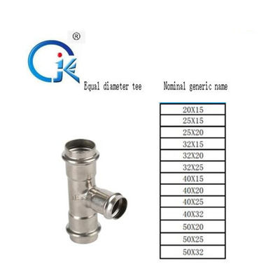 M Type / V Type Press Fit Fittings Phụ kiện hệ thống ống nước bằng thép không gỉ đánh bóng