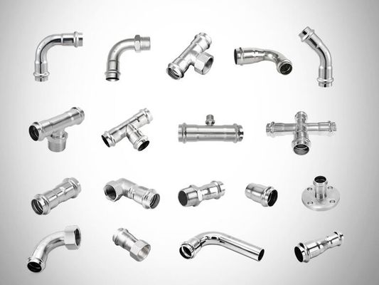 M Type / V Type Press Fit Fittings Phụ kiện hệ thống ống nước bằng thép không gỉ đánh bóng