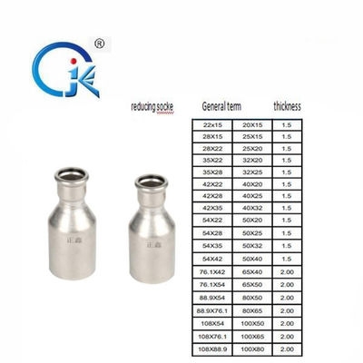Phụ kiện báo chí bằng thép không gỉ DN22 Khớp nối bằng nhau ISO9001 đã được phê duyệt